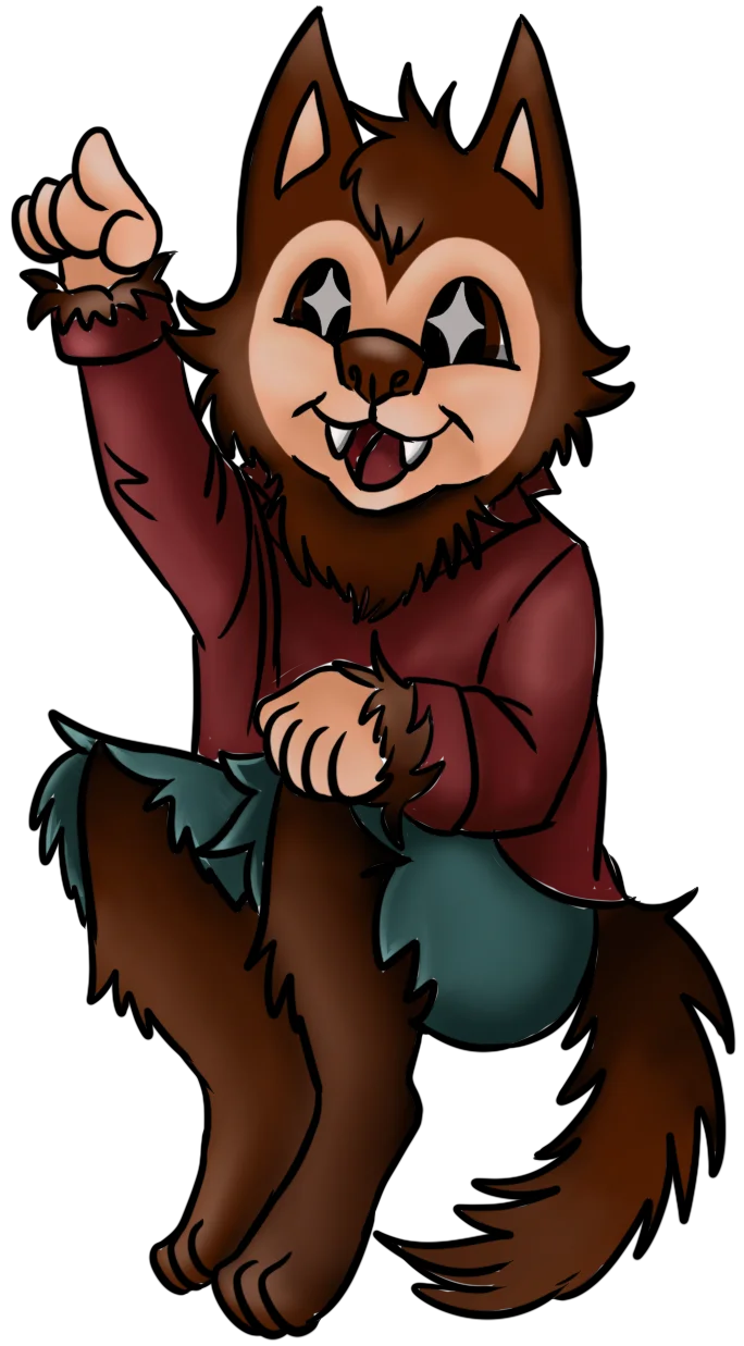 Brett's illustrated werewolf avatar